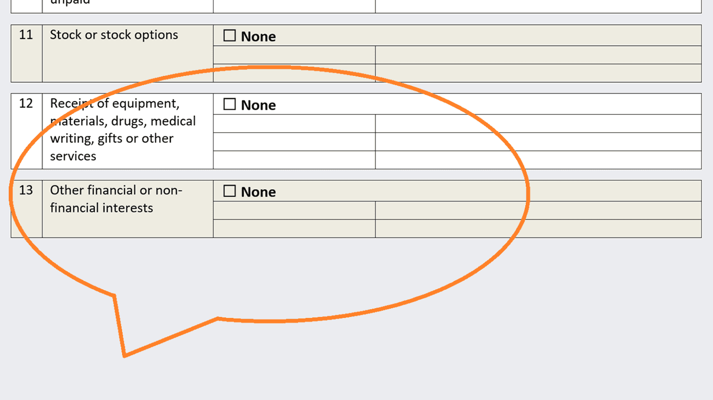 Excerpt from ICMJE Disclosure Form